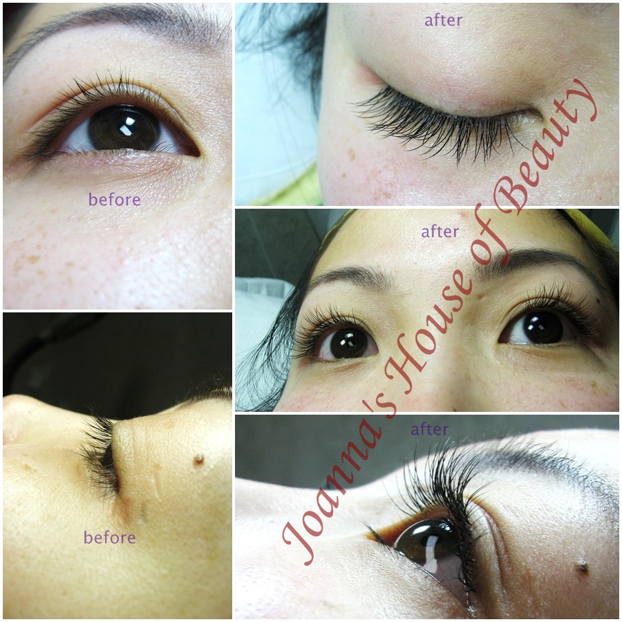 Eyelash extension client before/after photos