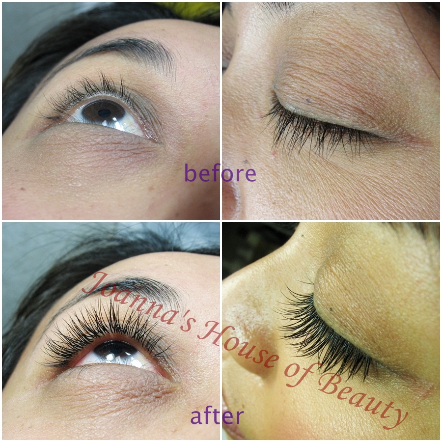 Eyelash extension client before/after photos