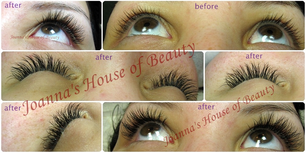 Eyelash extension client before/after photos